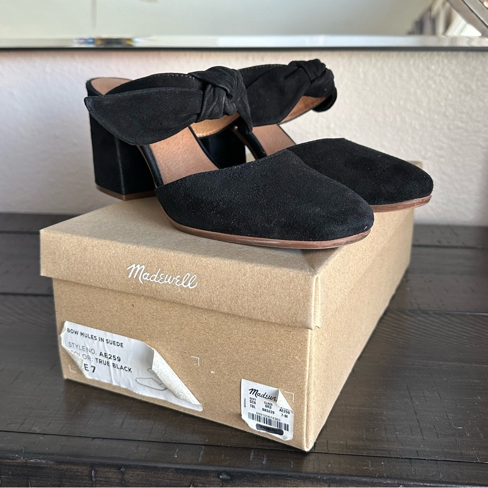 Madewell Bow Mules in Suede